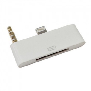  Audio adapter 8-pin to 30 pin with AUX jack White for iPhone 5/iPod touch 5